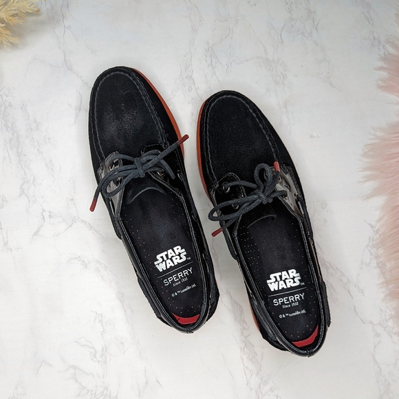 Sperry Star Wars Darth Vader Black and Red Sith Lord Suede Boat Shoes Sz 6.5 - Picture 5 of 15
